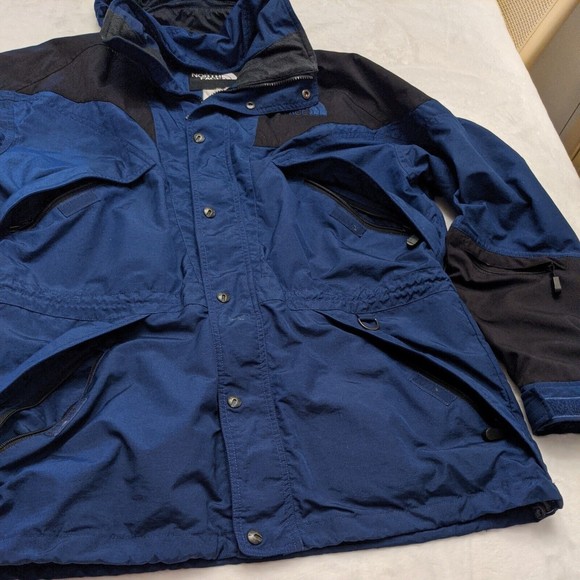 Vintage Men's Small The North Face Blue Zip Up Hooded Rain Jacket TNF - Picture 4 of 12
